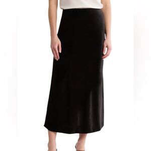Velvet Black Midi Maxi Pull On Skirt With Side Slit Quite Luxury Whimsigoth Vamp